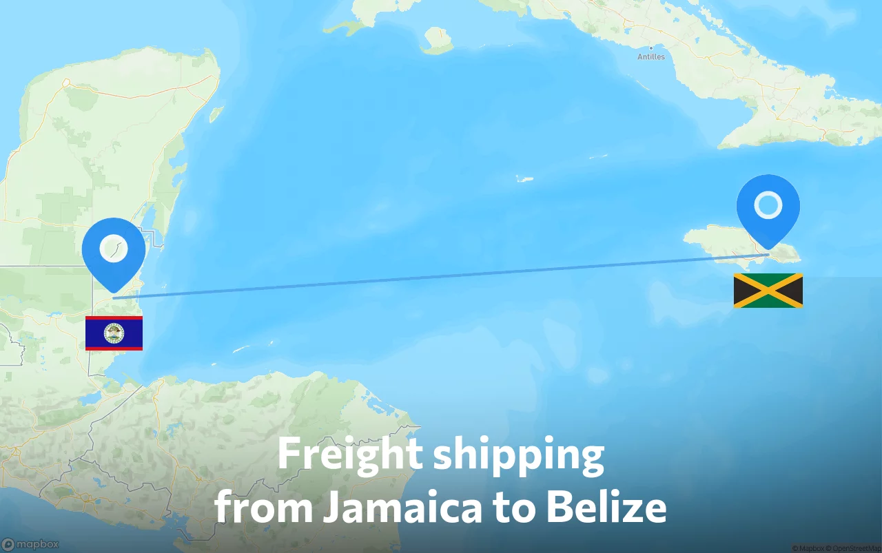 Shipping route from Jamaica to Belize