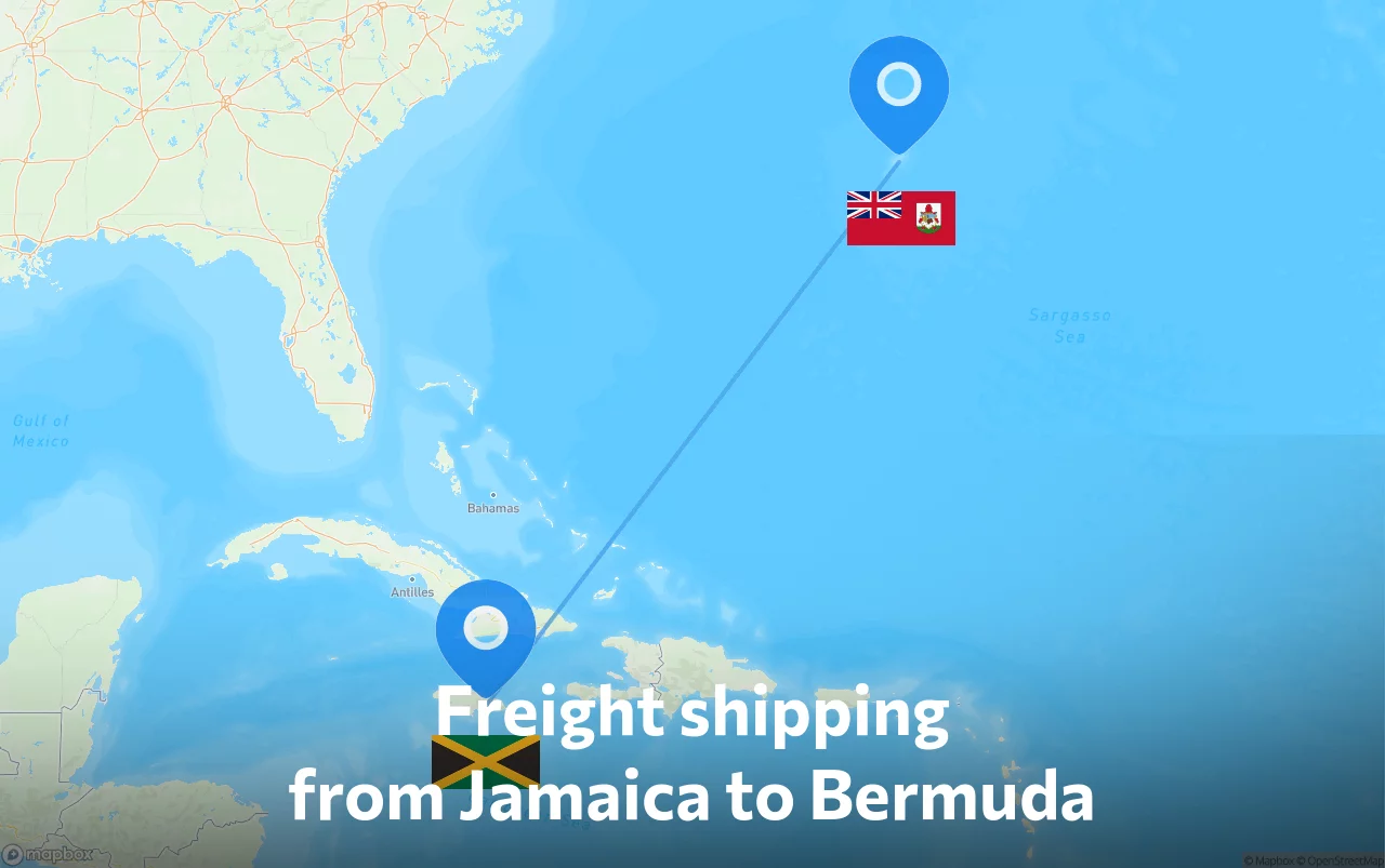 Shipping route from Jamaica to Bermuda