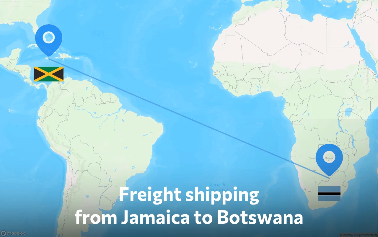 Shipping route from Jamaica to Botswana