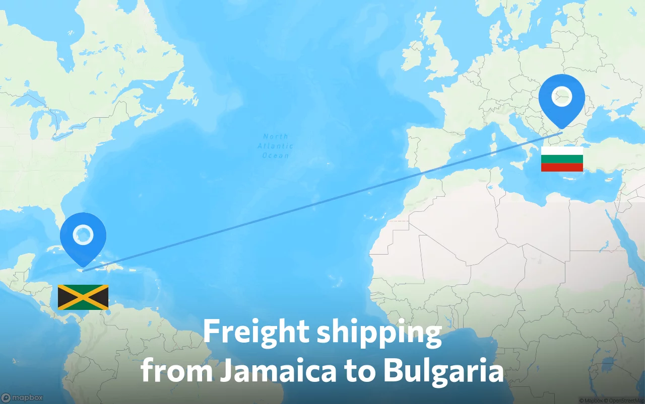 Shipping route from Jamaica to Bulgaria