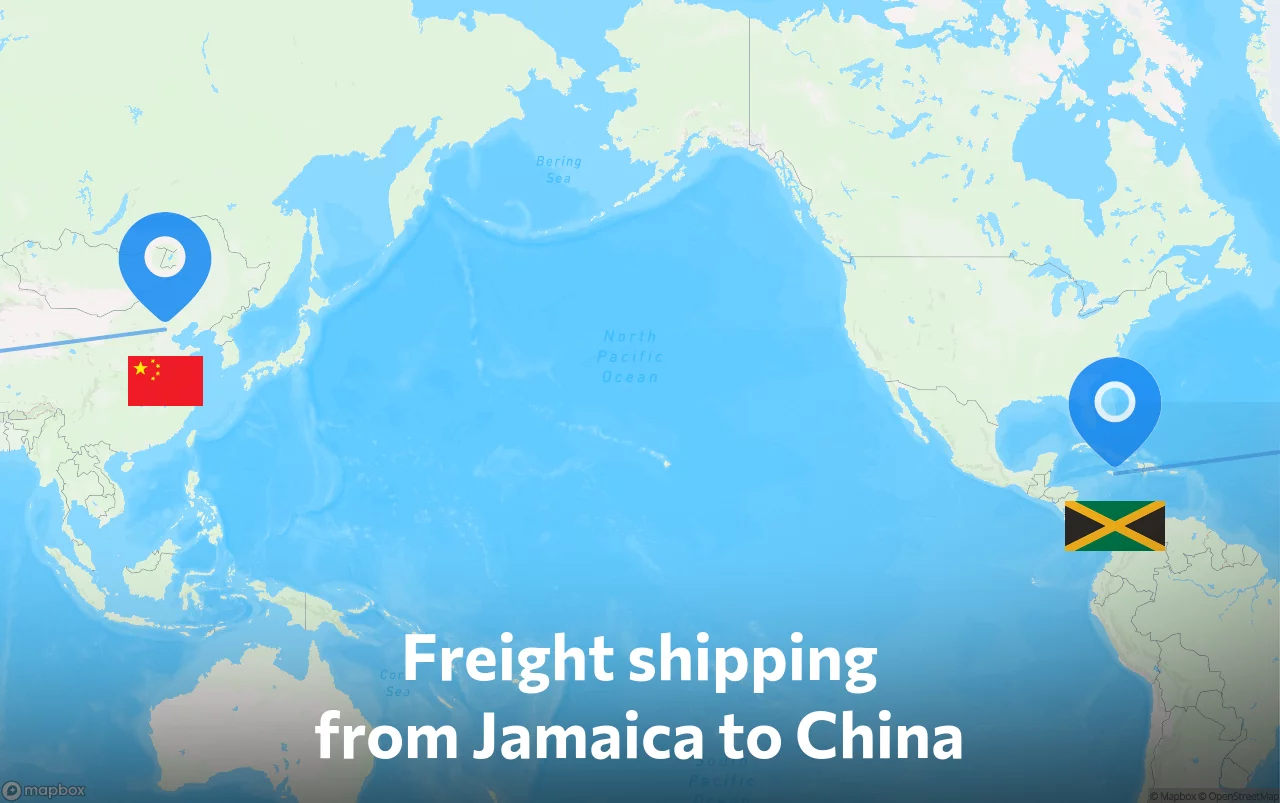 Shipping route from Jamaica to China