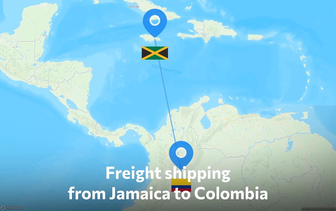 Shipping route from Jamaica to Colombia