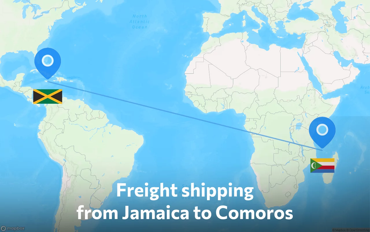 Shipping route from Jamaica to Comoros