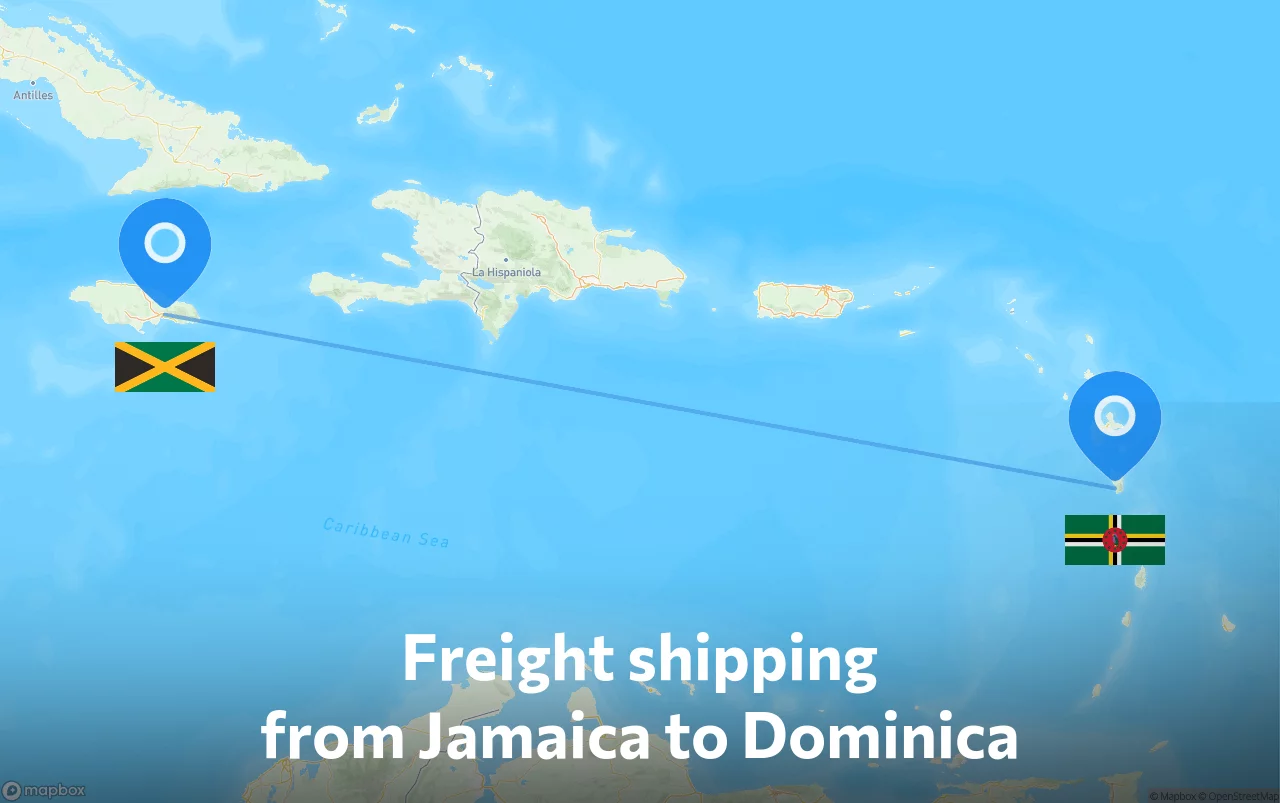 Shipping route from Jamaica to Dominica