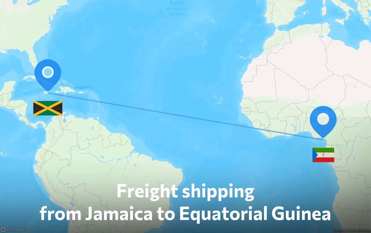 Shipping route from Jamaica to Equatorial Guinea