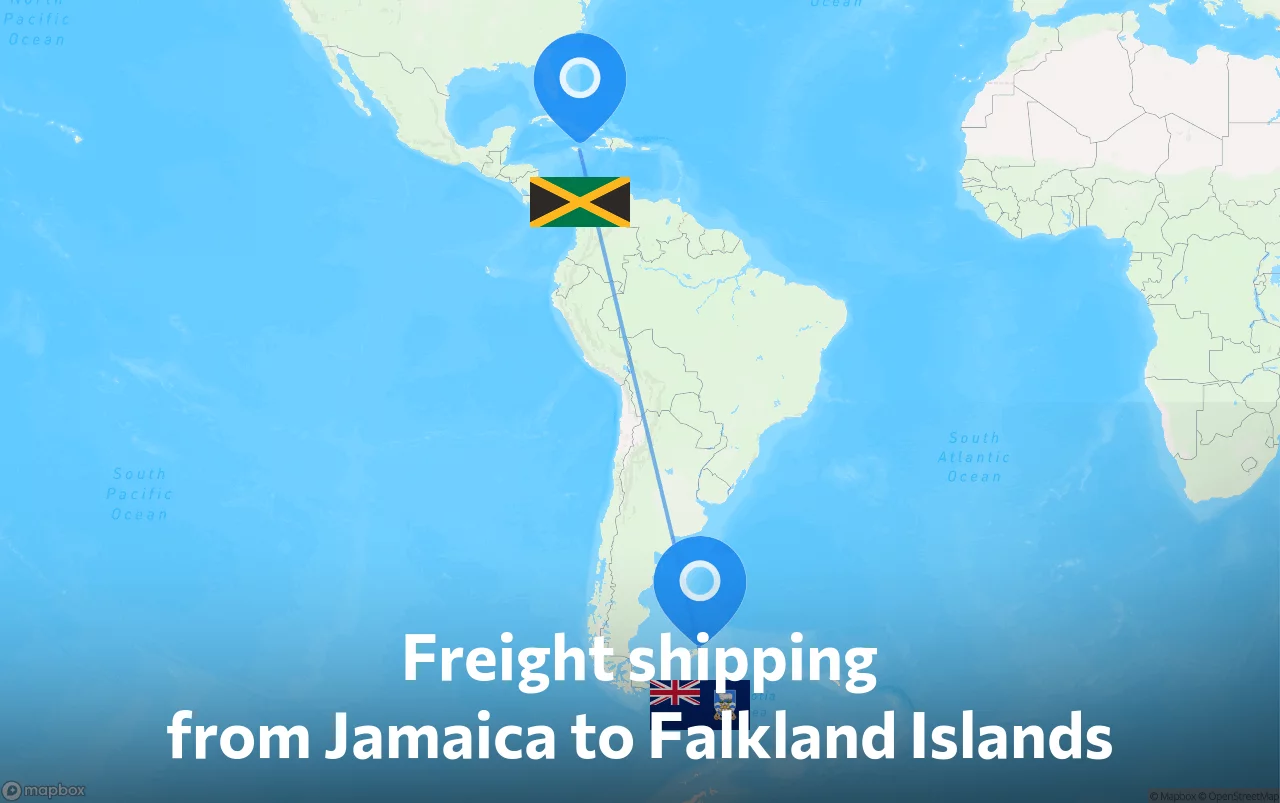 Shipping route from Jamaica to Falkland Islands