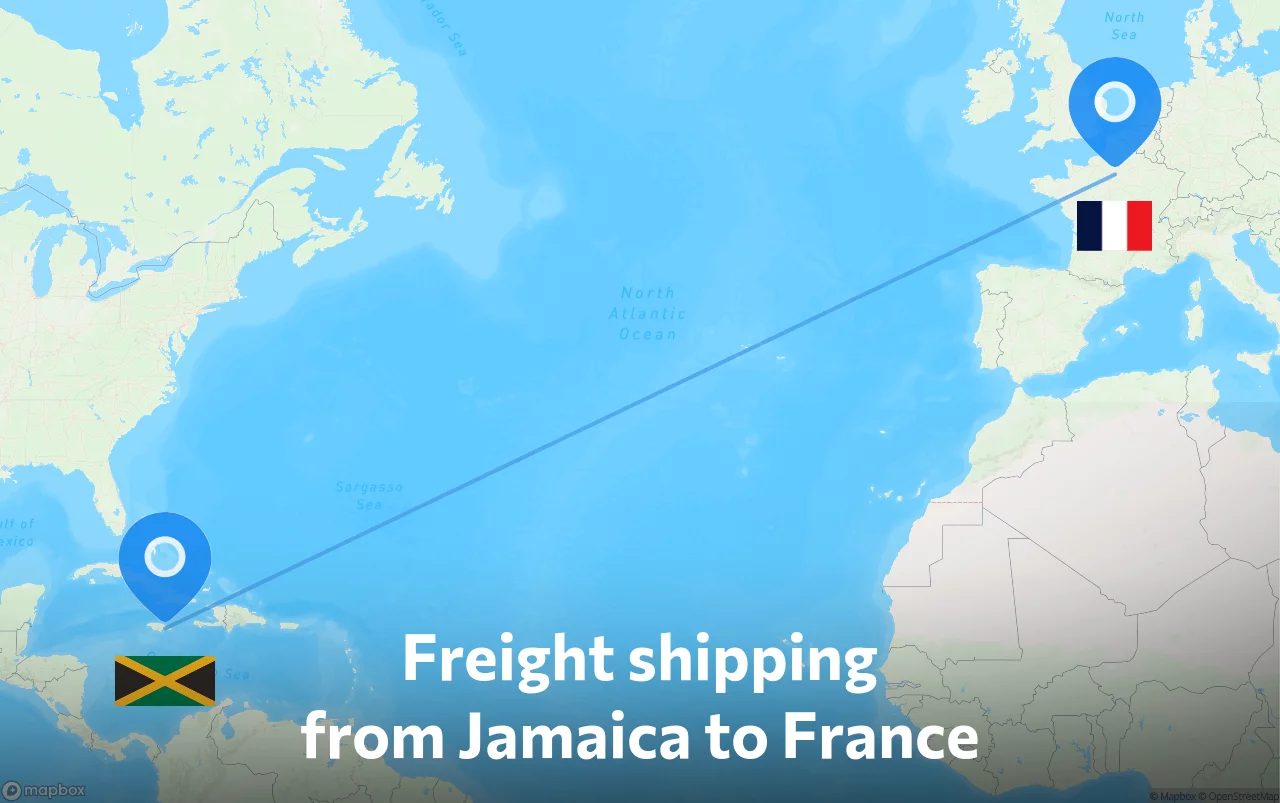 Shipping route from Jamaica to France