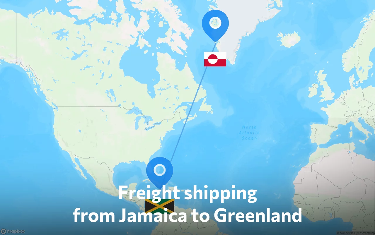 Shipping route from Jamaica to Greenland