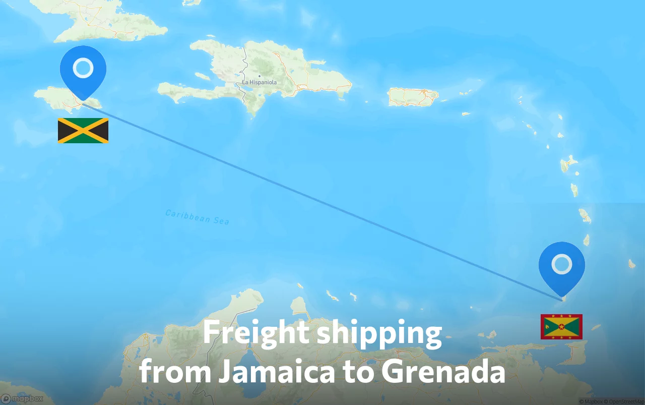Shipping route from Jamaica to Grenada