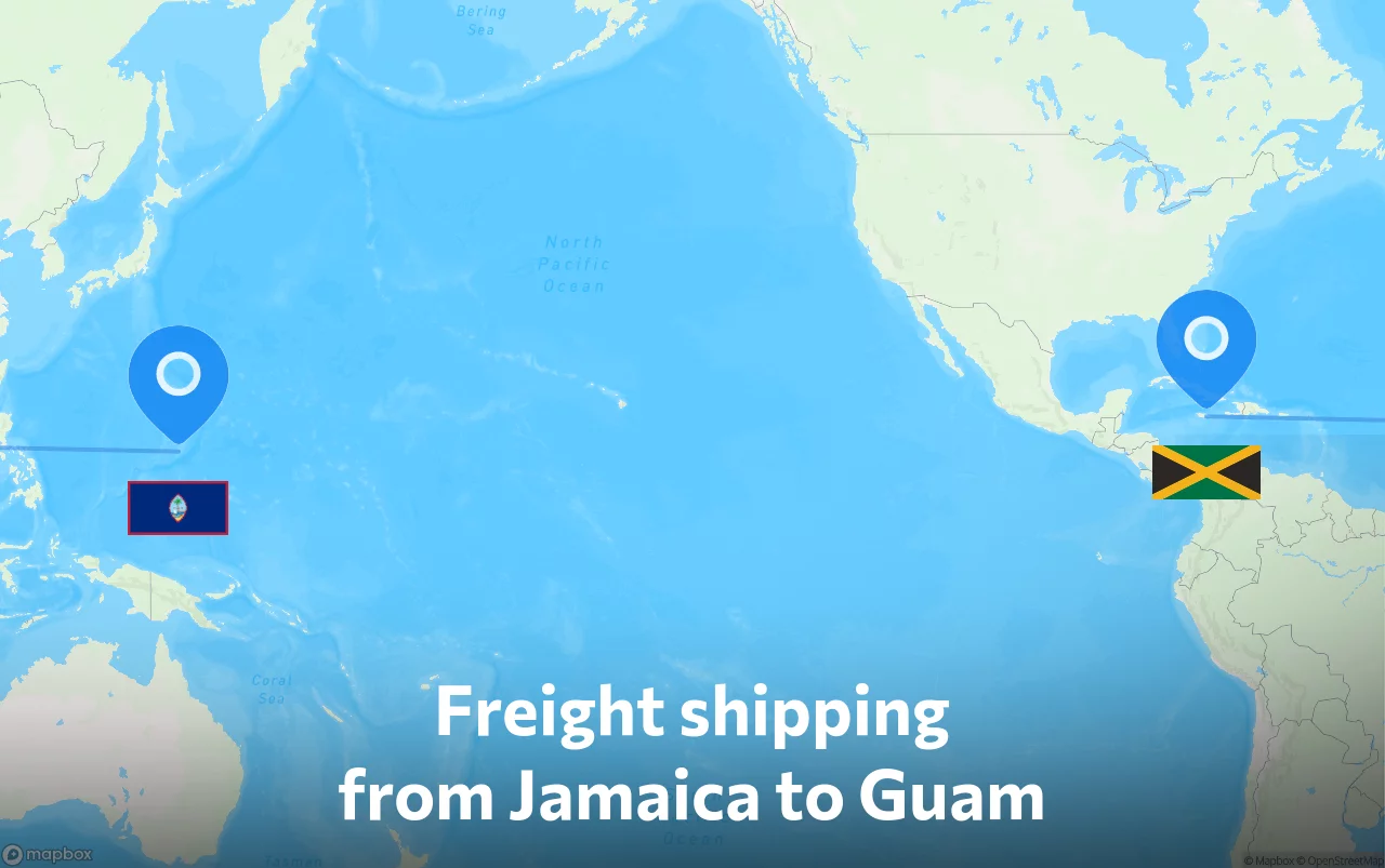 Shipping route from Jamaica to Guam