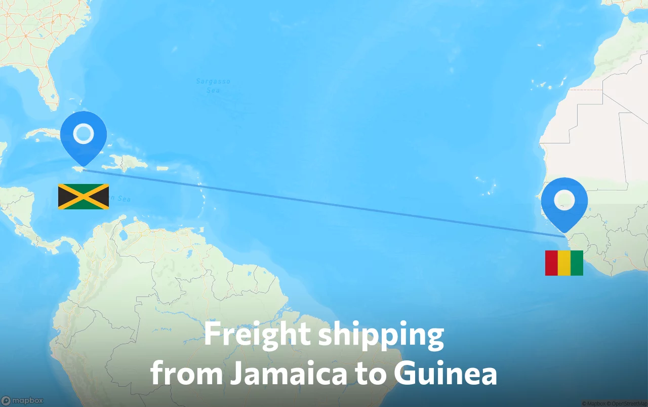 Shipping route from Jamaica to Guinea