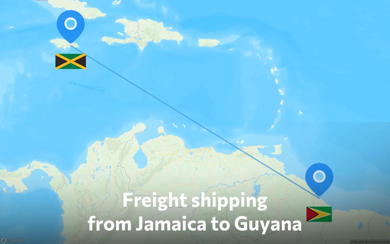 Shipping route from Jamaica to Guyana