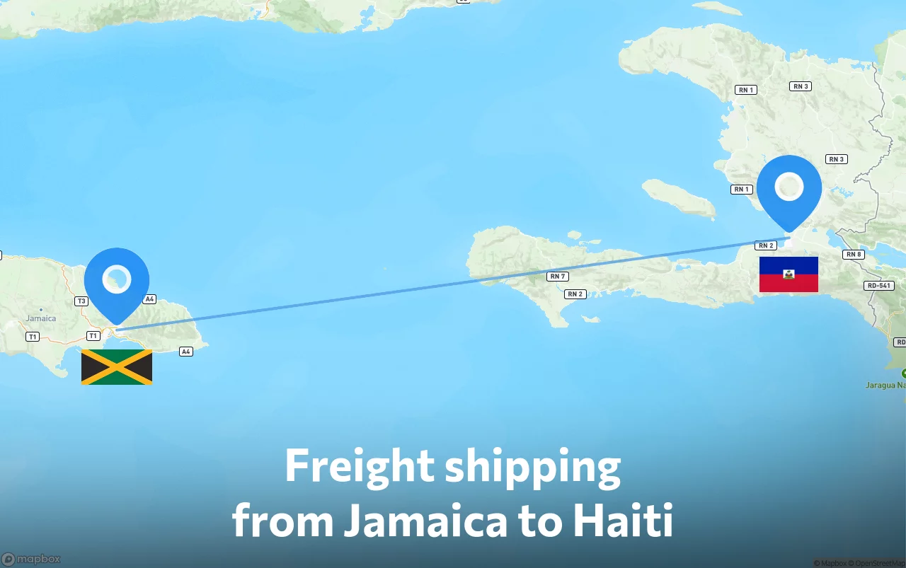 Shipping route from Jamaica to Haiti