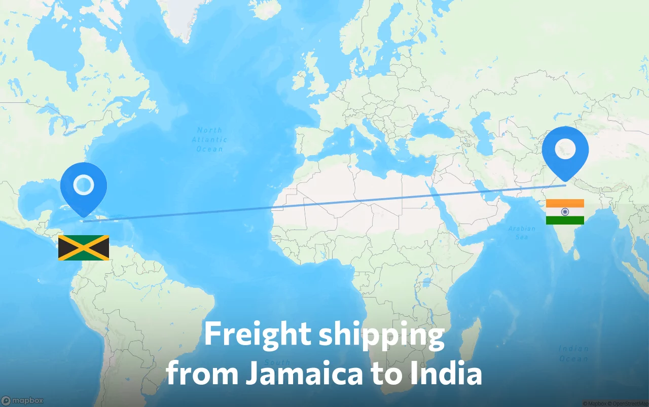 Shipping route from Jamaica to India