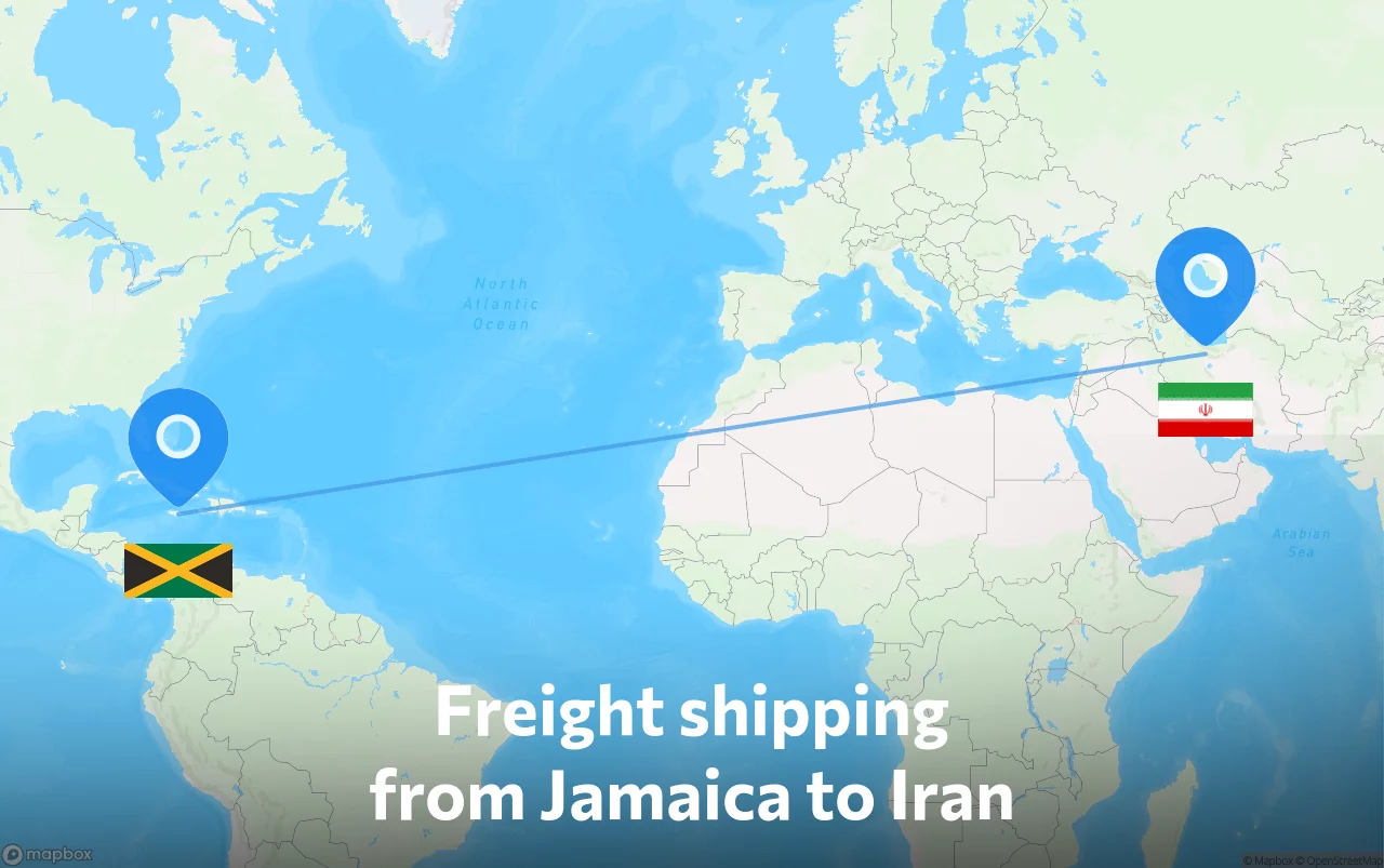 Shipping route from Jamaica to Iran