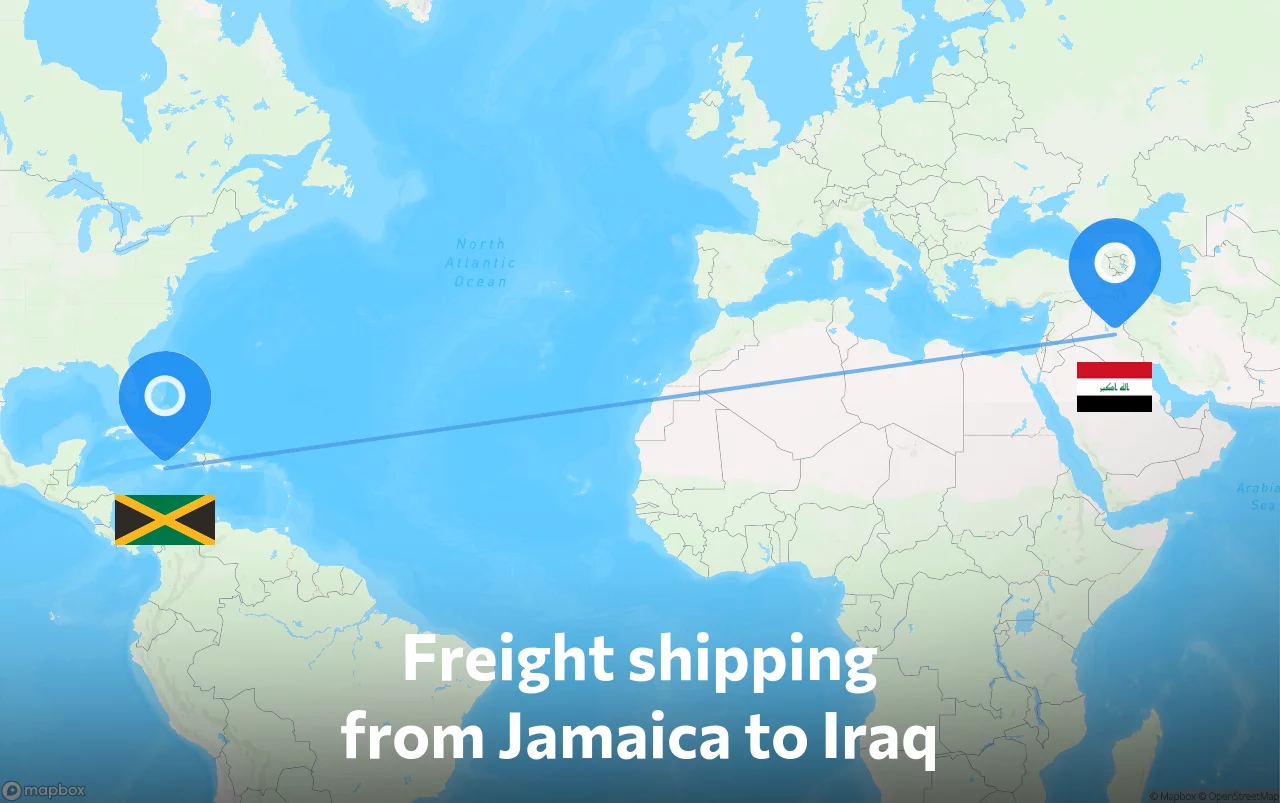 Shipping route from Jamaica to Iraq