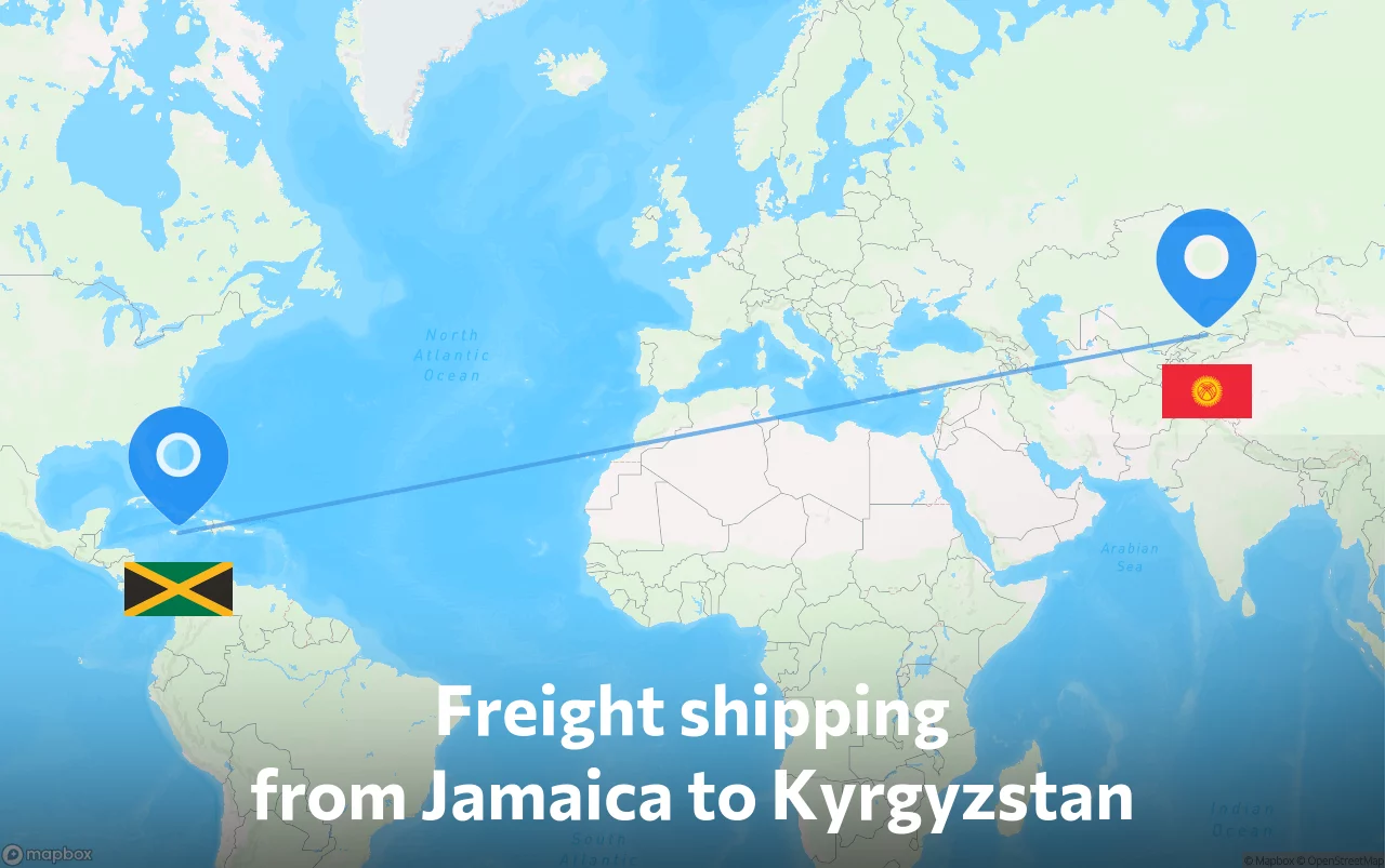 Shipping route from Jamaica to Kyrgyzstan
