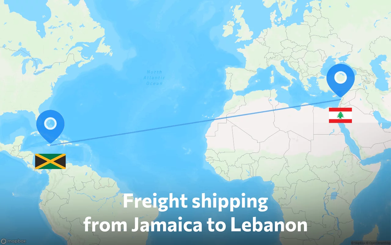 Shipping route from Jamaica to Lebanon