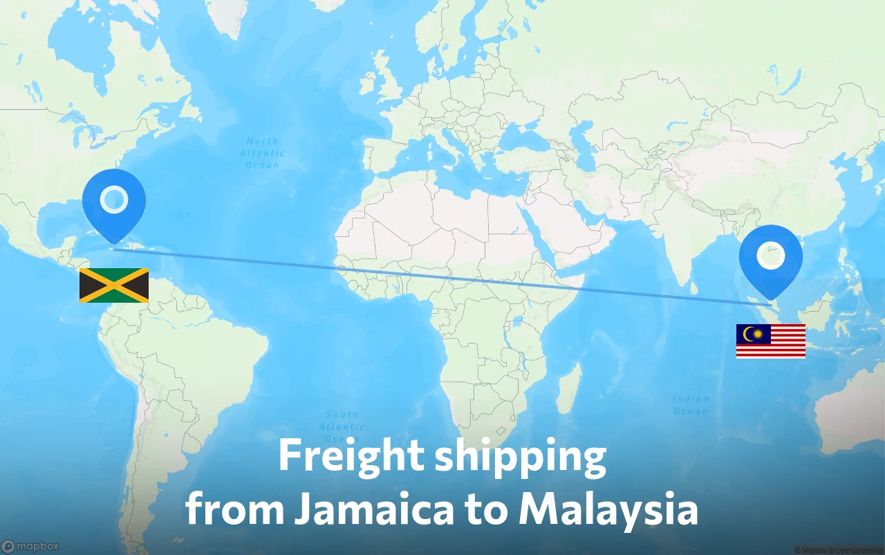 Shipping route from Jamaica to Malaysia