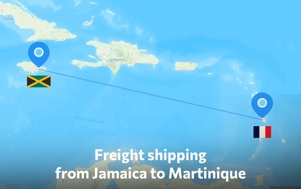 Shipping route from Jamaica to Martinique