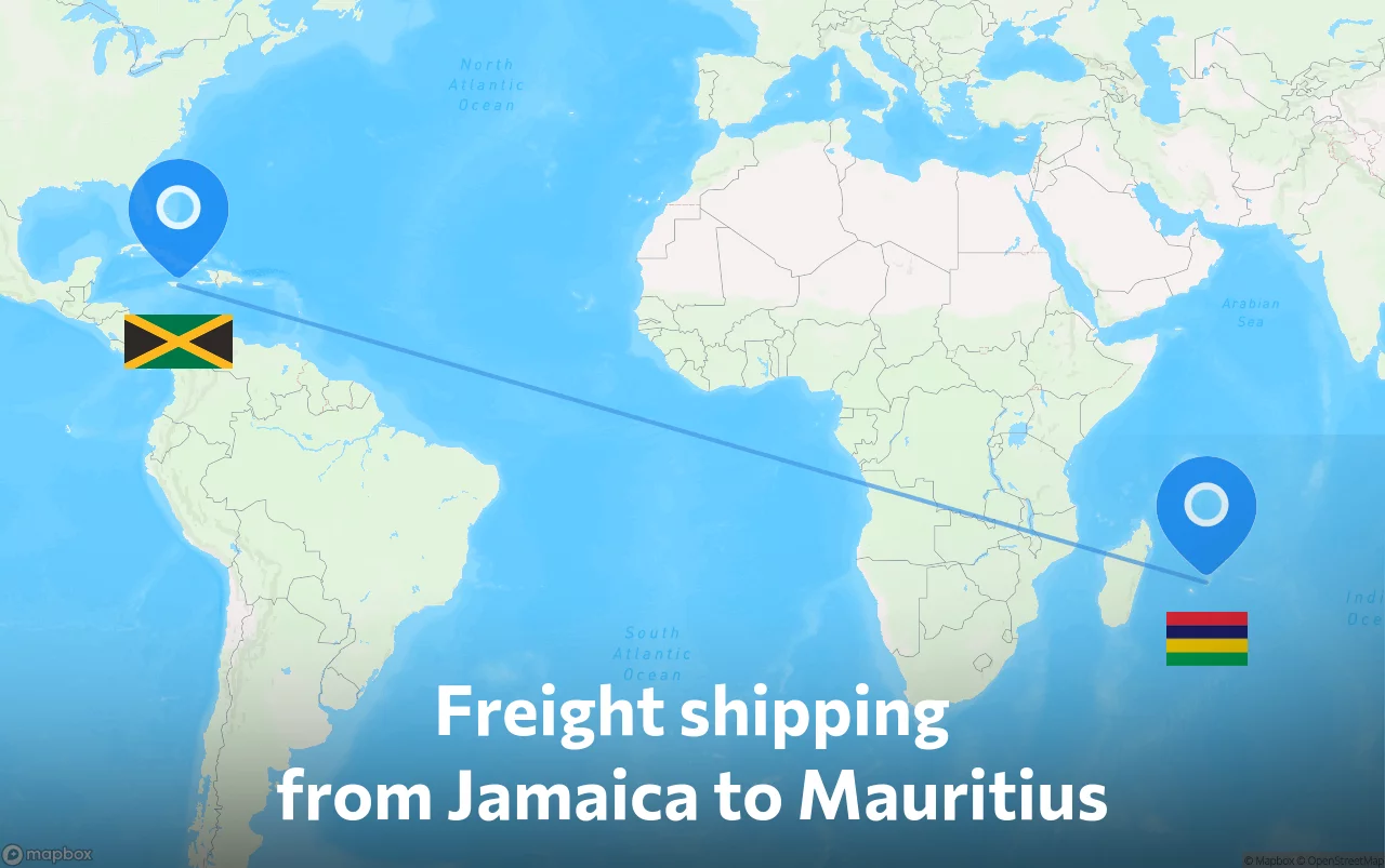 Shipping route from Jamaica to Mauritius
