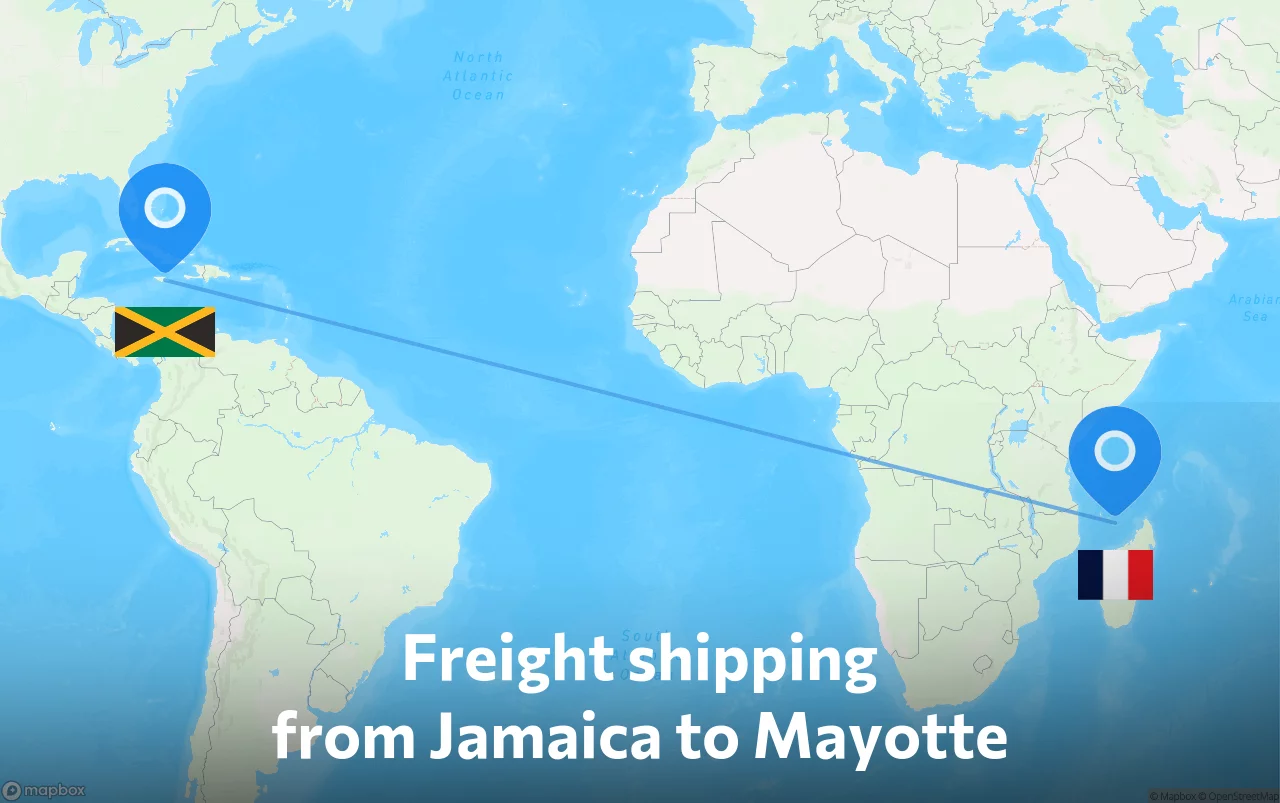 Shipping route from Jamaica to Mayotte
