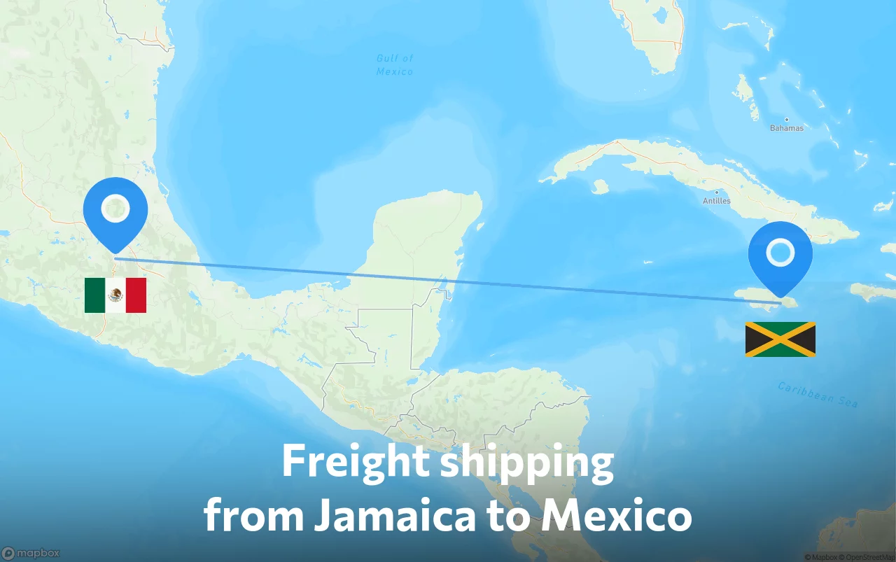 Shipping route from Jamaica to Mexico