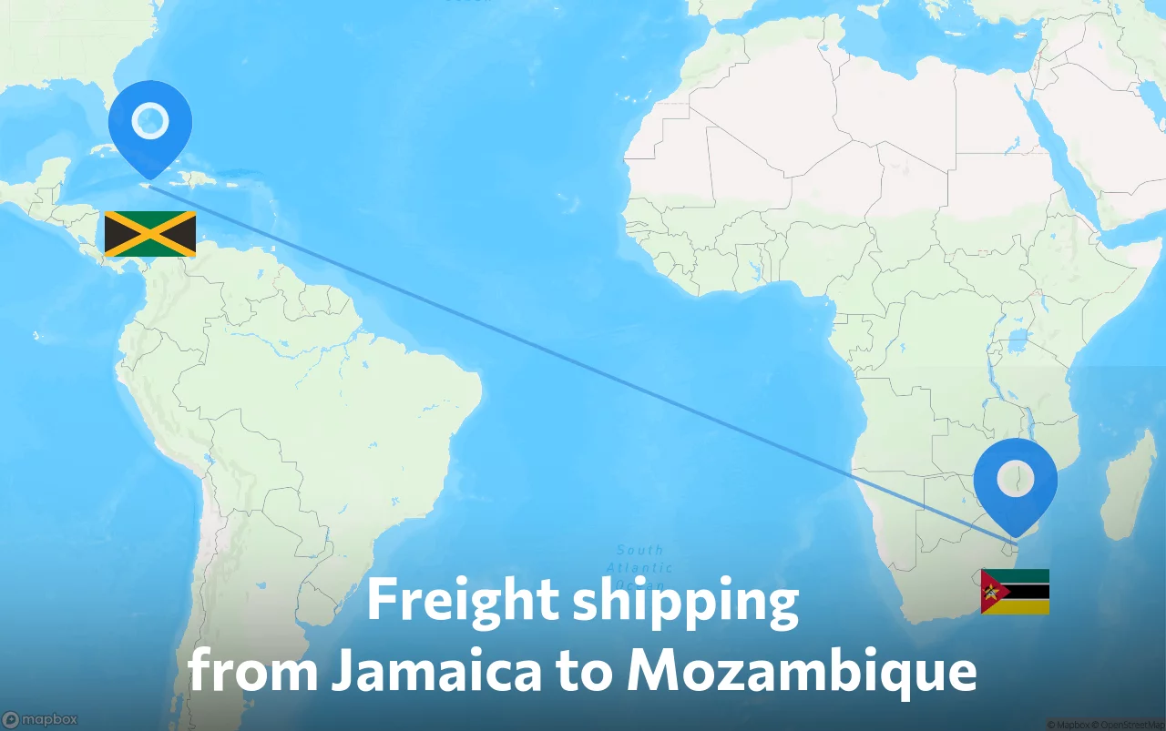 Shipping route from Jamaica to Mozambique