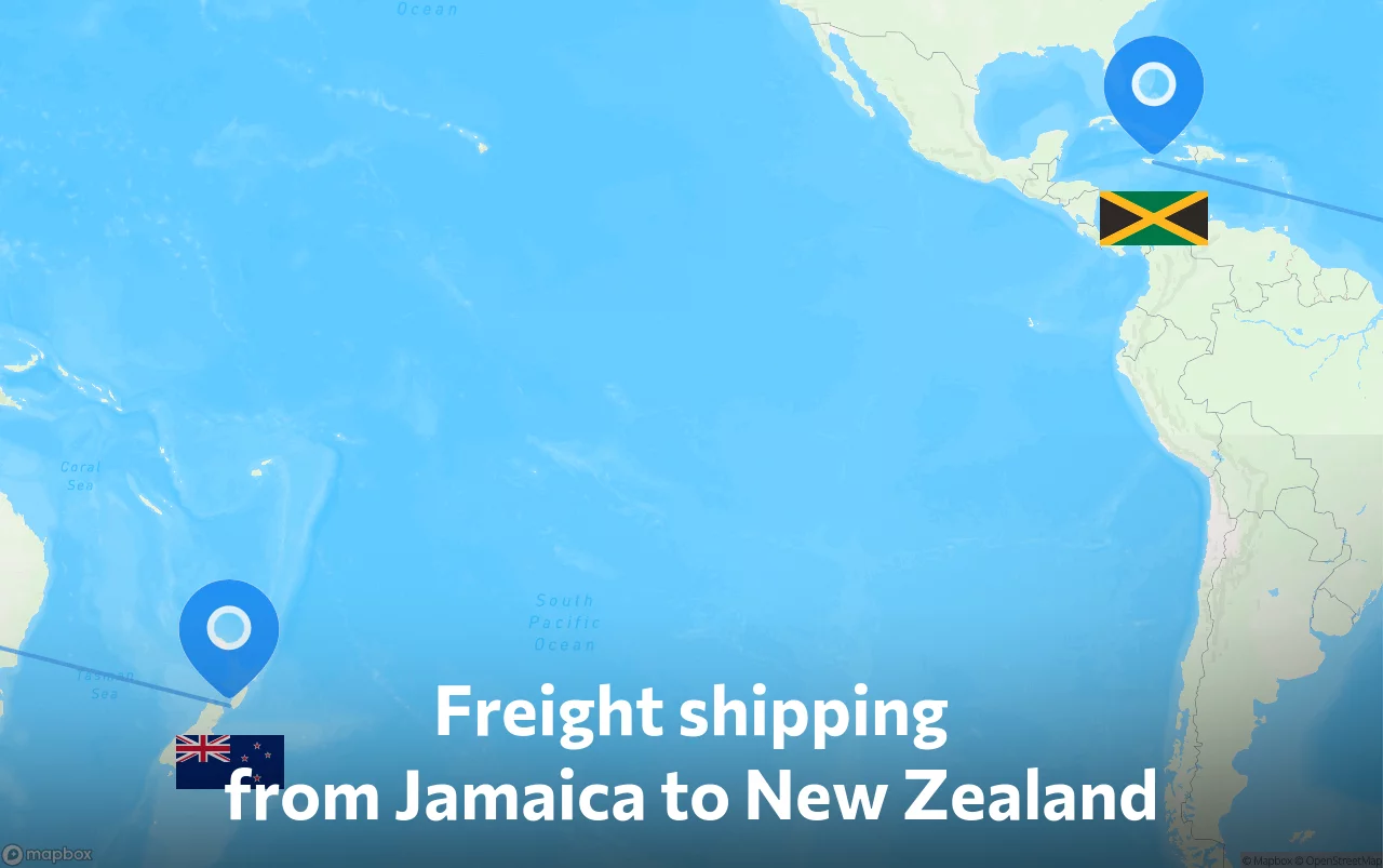 Shipping route from Jamaica to New Zealand