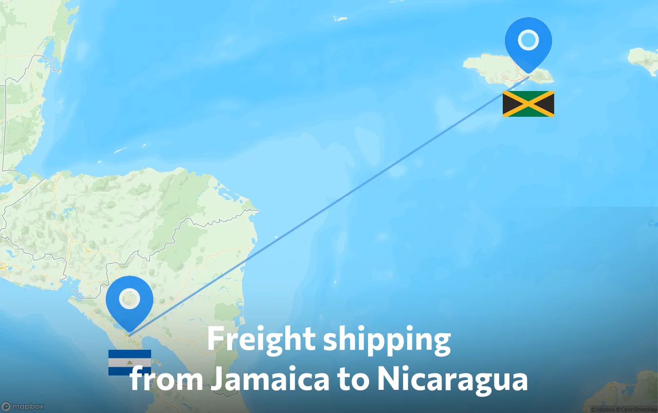 Shipping route from Jamaica to Nicaragua