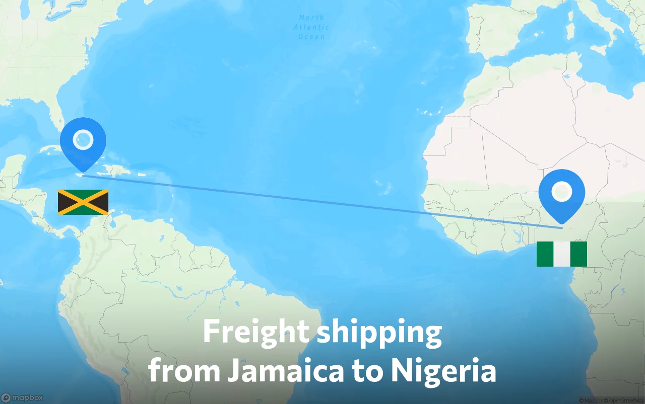 Shipping route from Jamaica to Nigeria