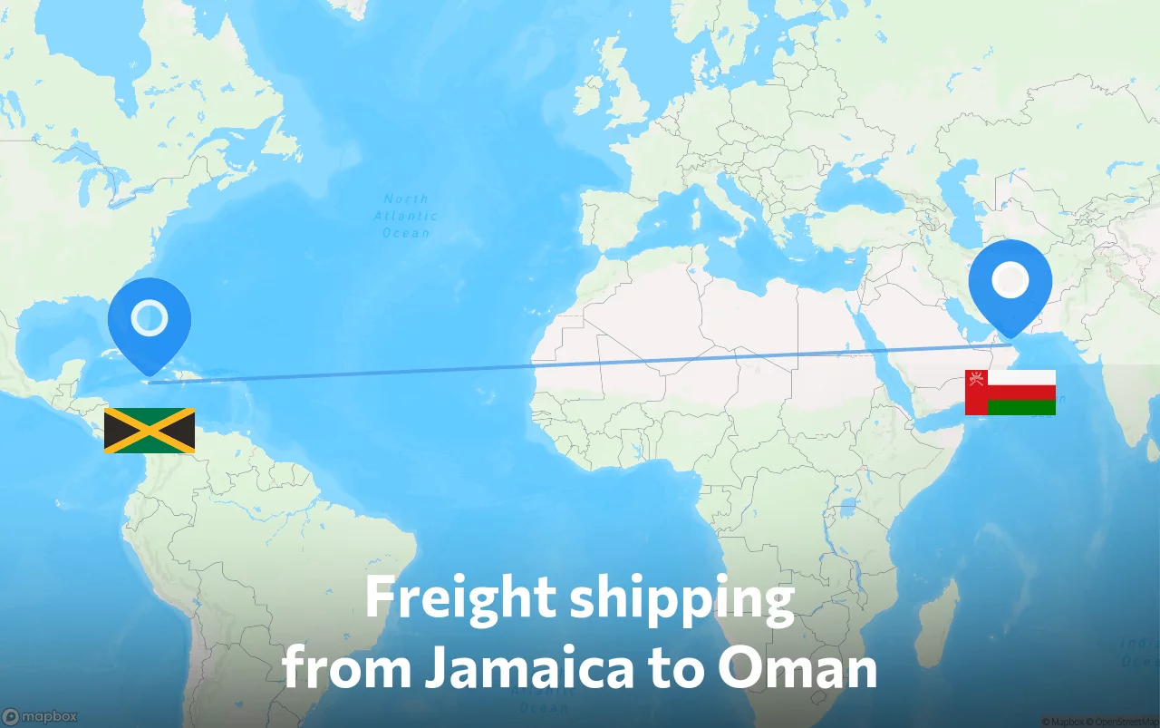 Shipping route from Jamaica to Oman