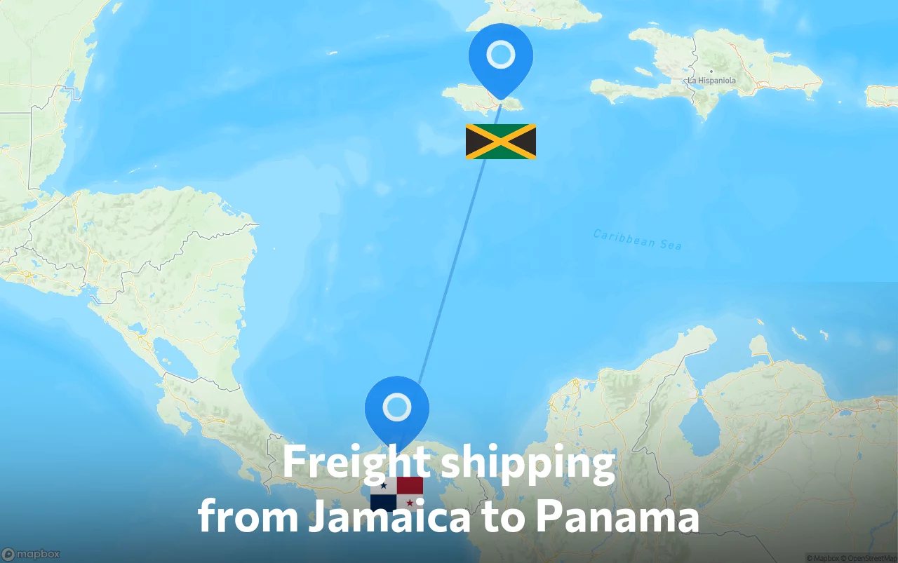 Shipping route from Jamaica to Panama