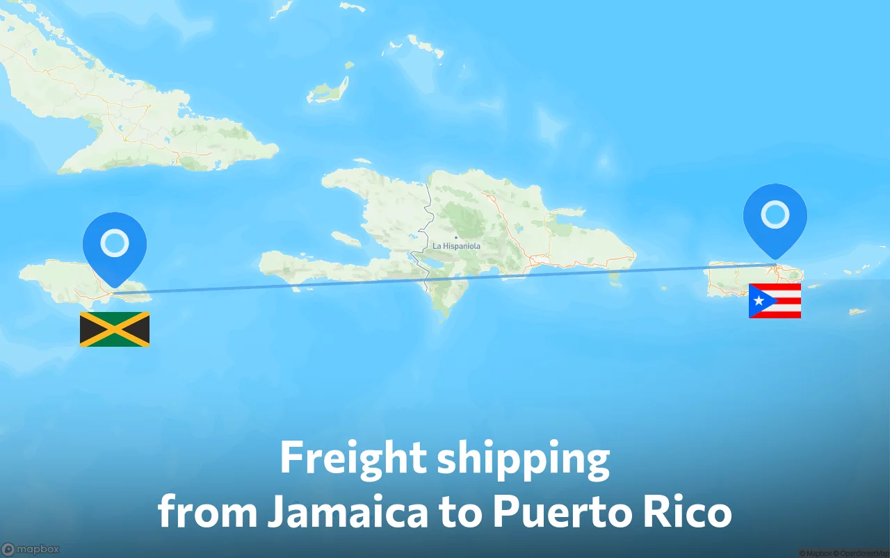Shipping route from Jamaica to Puerto Rico