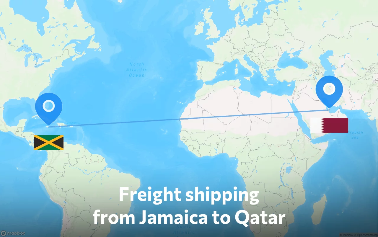 Shipping route from Jamaica to Qatar