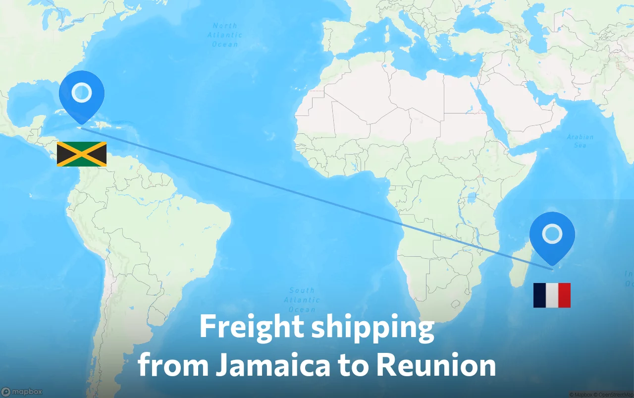 Shipping route from Jamaica to Reunion