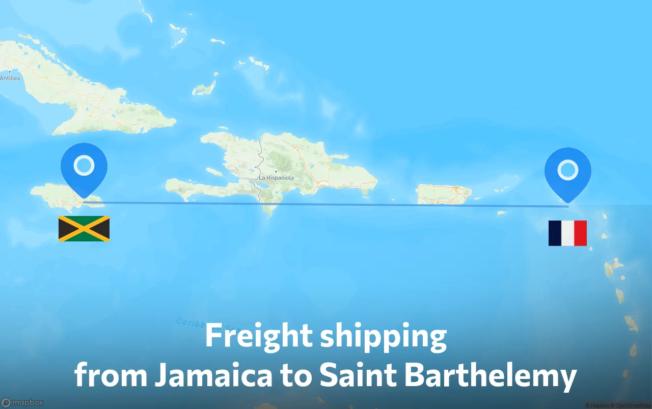 Shipping route from Jamaica to Saint Barthelemy