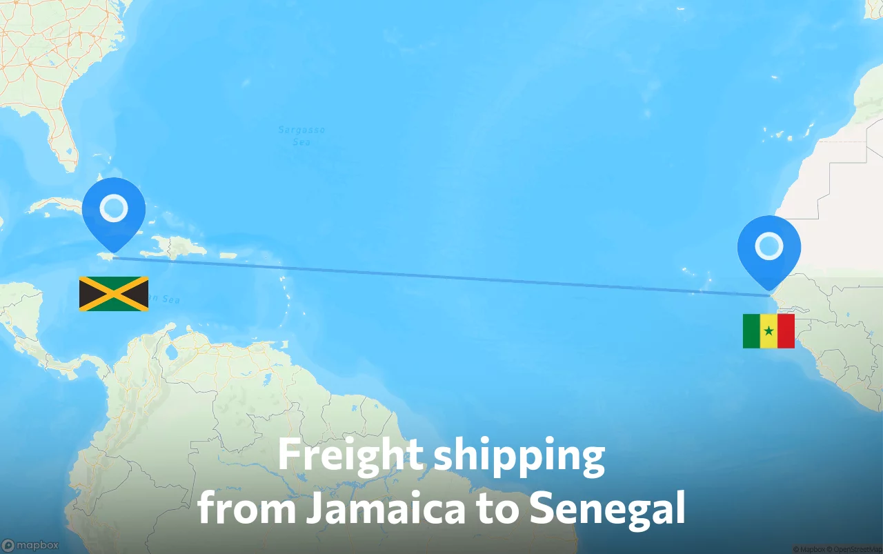 Shipping route from Jamaica to Senegal