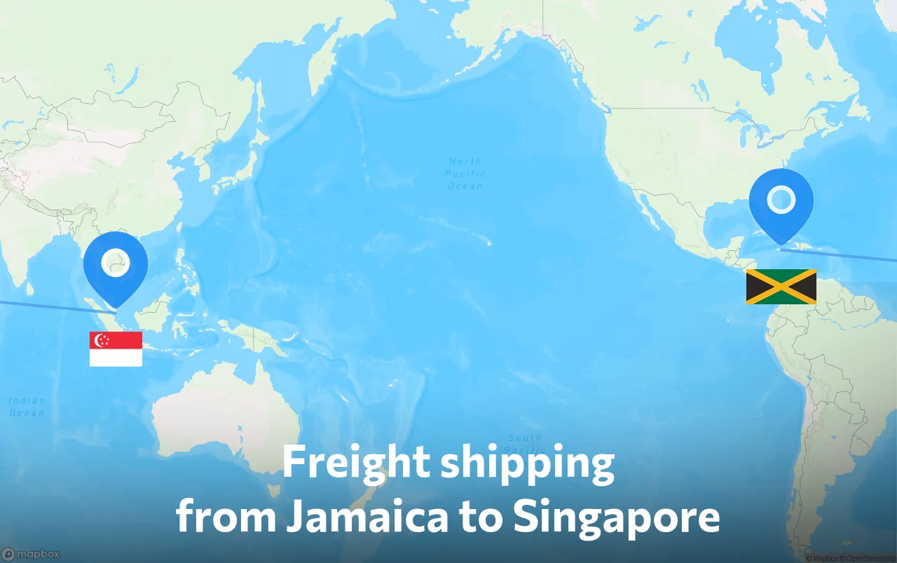 Shipping route from Jamaica to Singapore
