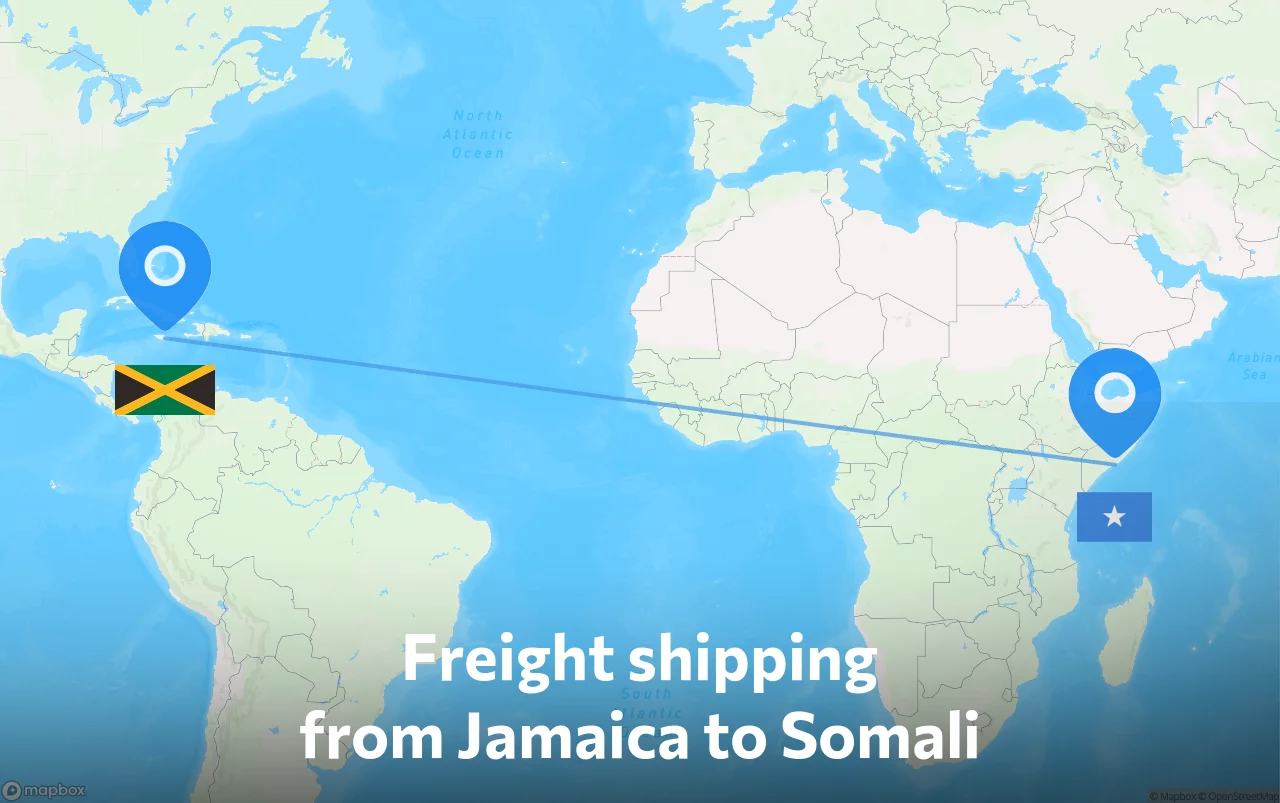 Shipping route from Jamaica to Somali