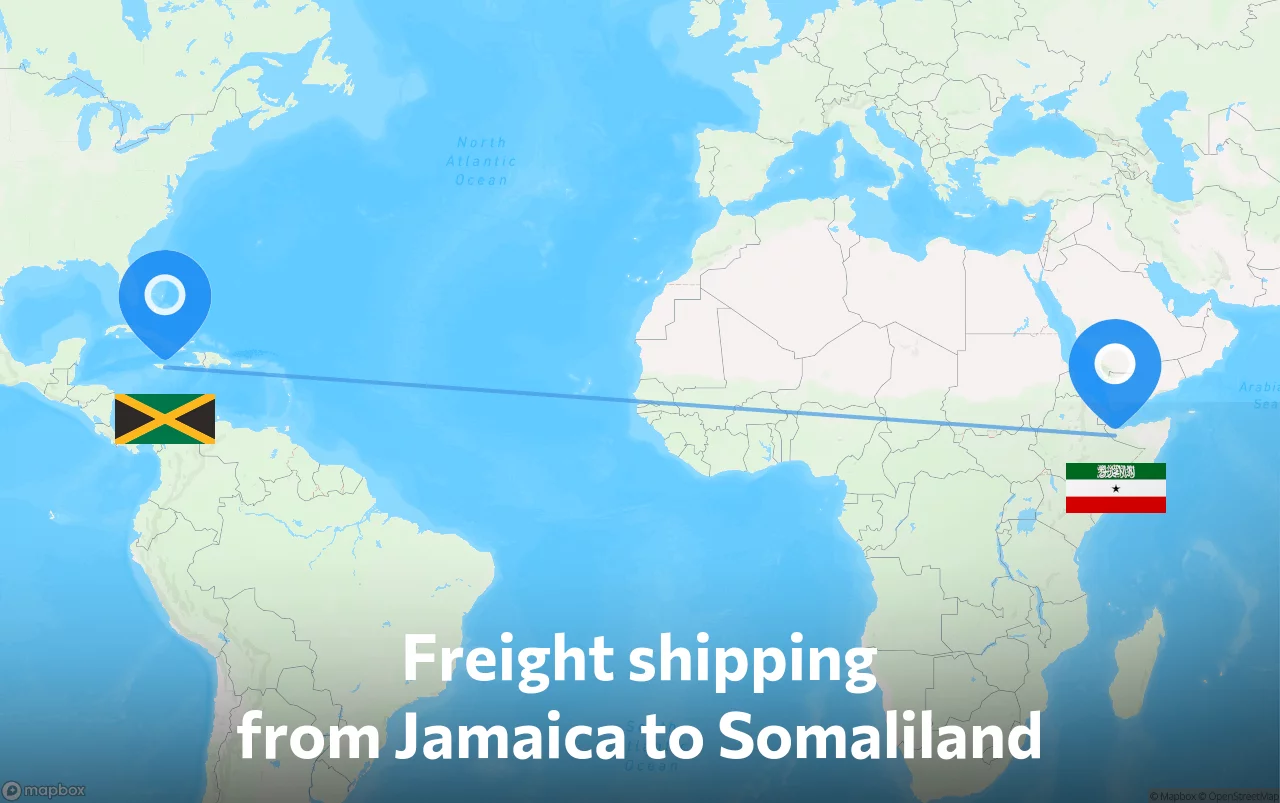 Shipping route from Jamaica to Somaliland