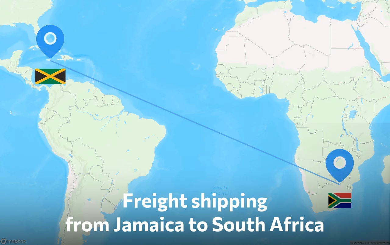 Shipping route from Jamaica to South Africa