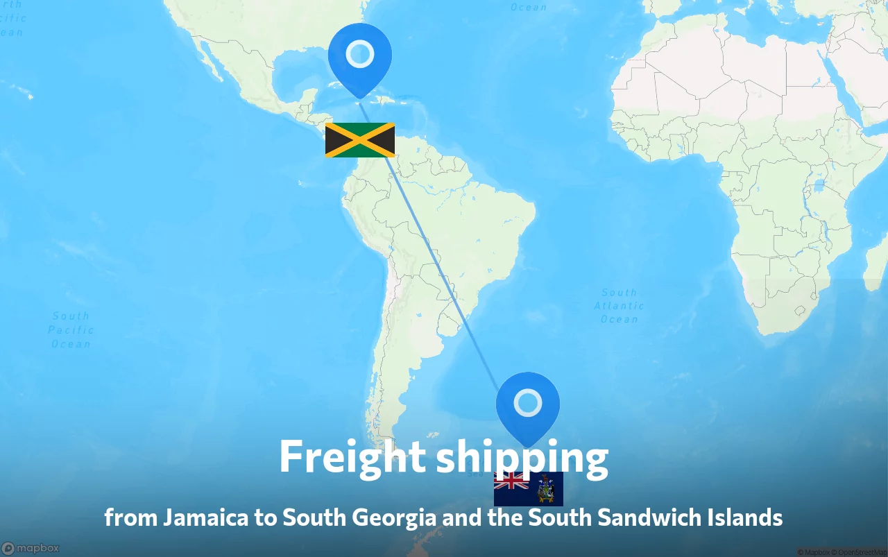 Shipping route from Jamaica to South Georgia and the South Sandwich Islands