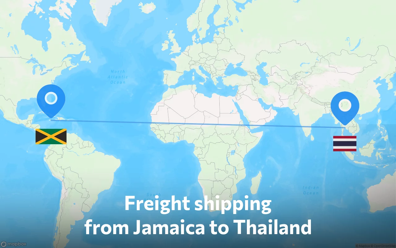 Shipping route from Jamaica to Thailand