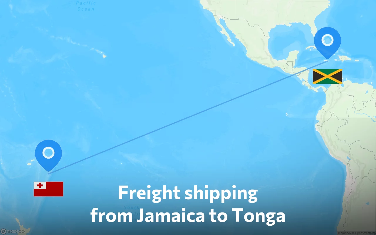 Shipping route from Jamaica to Tonga