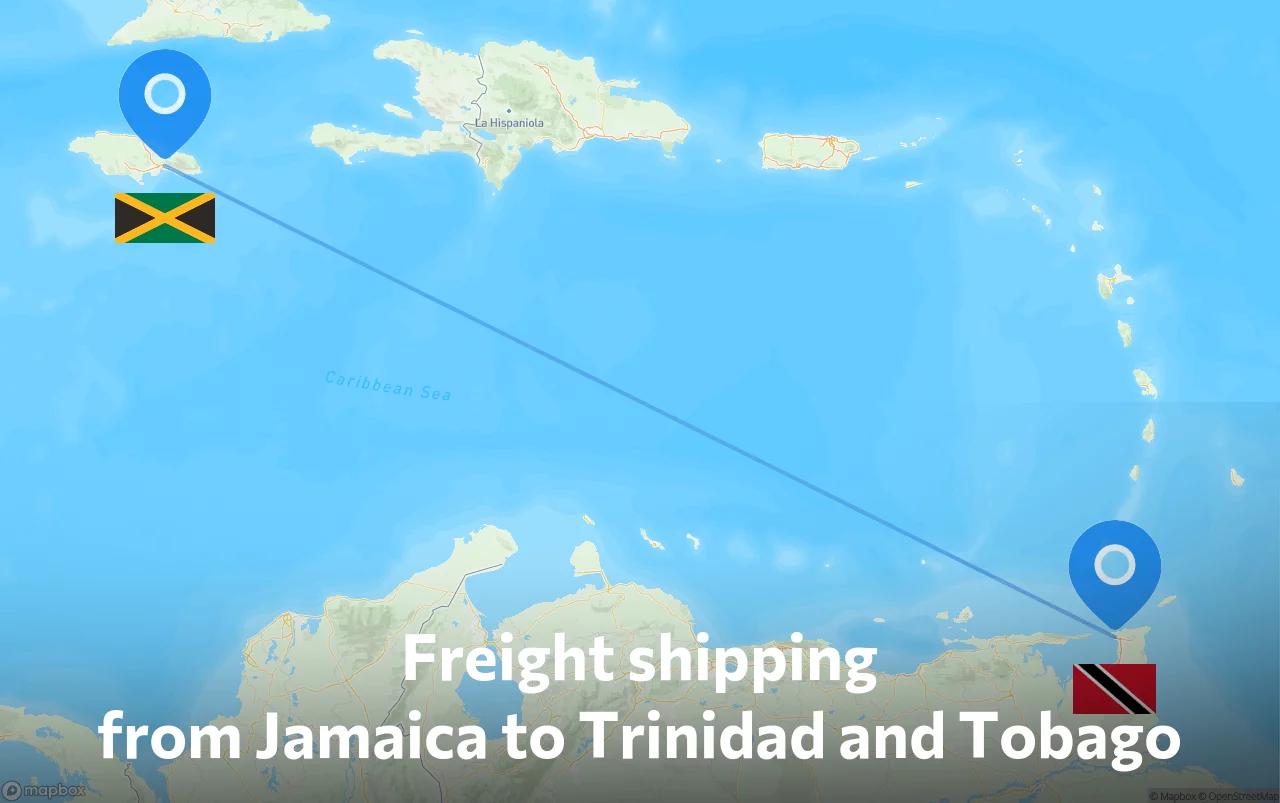 Shipping route from Jamaica to Trinidad and Tobago