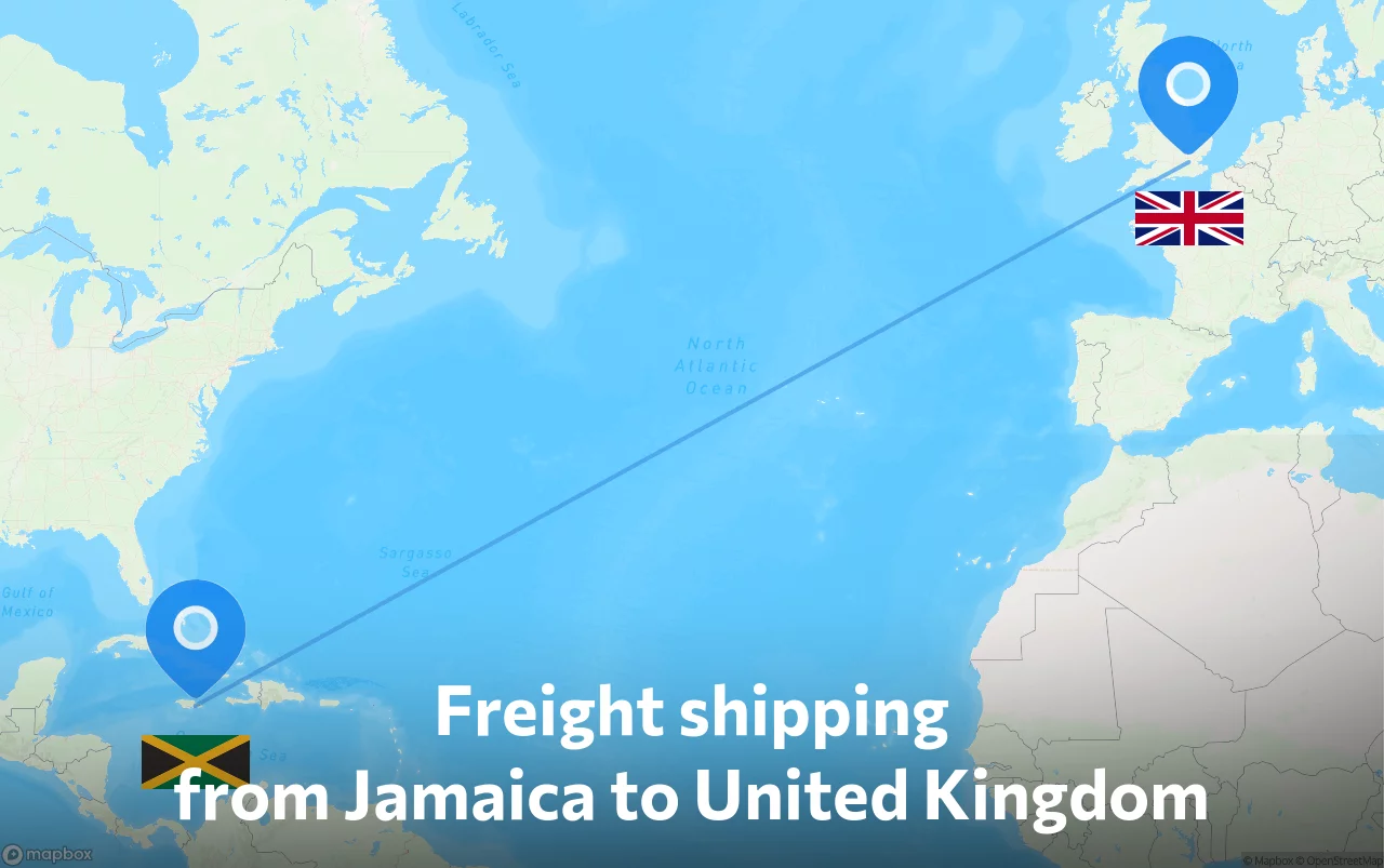 Shipping route from Jamaica to United Kingdom