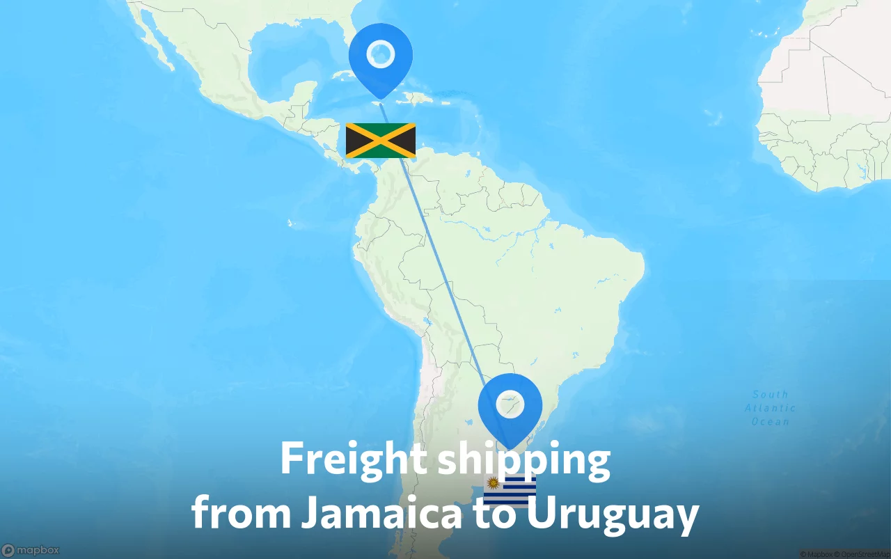 Shipping route from Jamaica to Uruguay