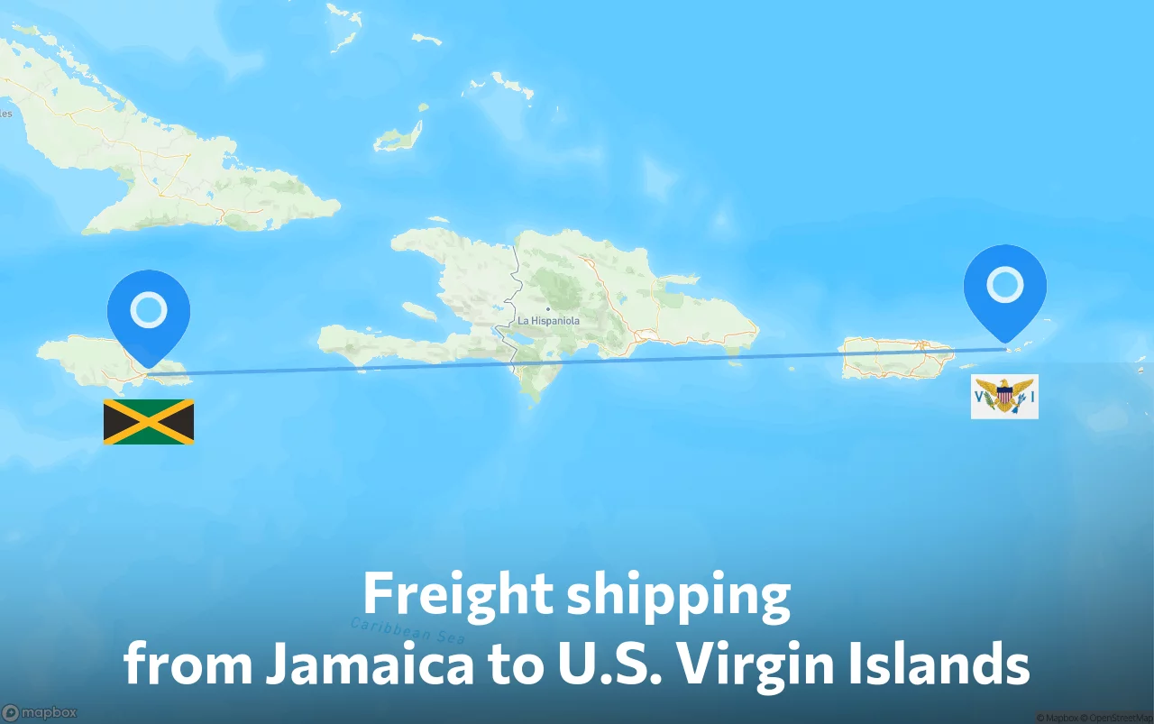 Shipping route from Jamaica to U.S. Virgin Islands