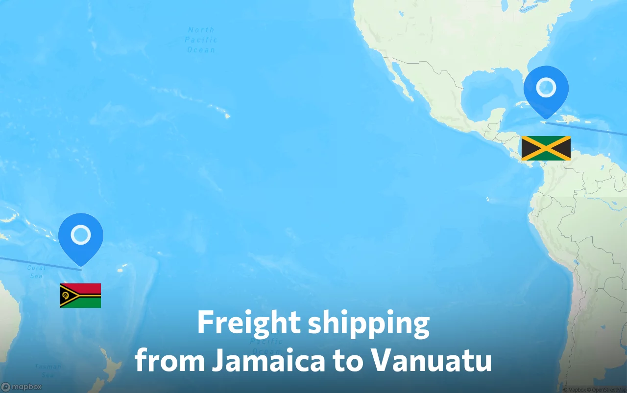 Shipping route from Jamaica to Vanuatu